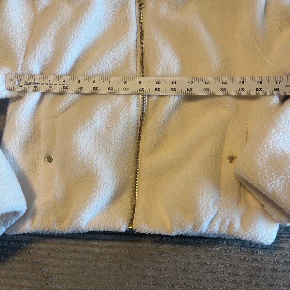 Abercrombie Fleece Sherpa Jacket Kids Girls 11/12 Cream Full Zip Lined Bomber - Picture 6 of 10